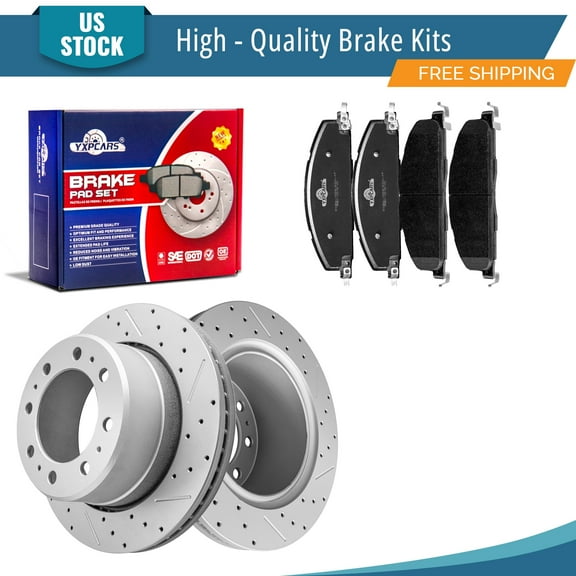 YXPCARS 6PCS Rear Brake Kits, Drilled & Slotted Brake Rotors (120.67073)   Ceramic Brake Pads Kit for Ram 3500 2500 1500 Dodge (780733 1400)