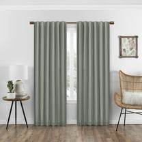 Eclipse Nora Crochet Print Absolute Zero 100% Blackout Rod Pocket Single Window Curtain Panel, Sage Green, 50 x 63