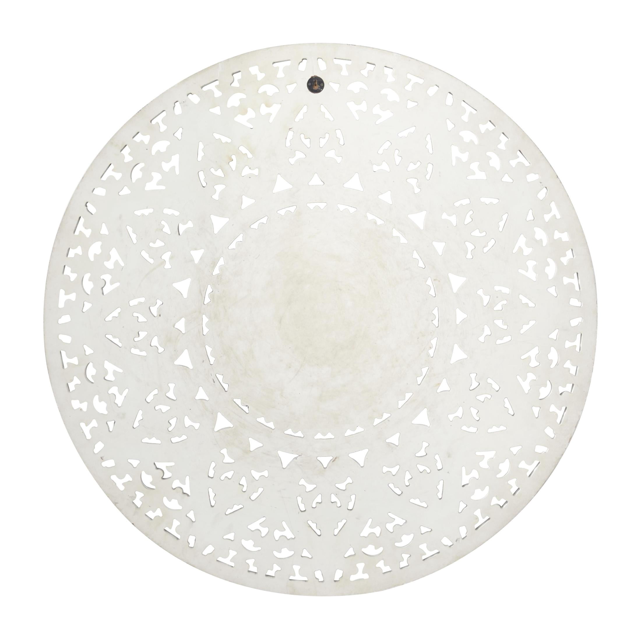 DecMode White Wooden Handmade Intricately Carved Floral Wall Decor with Mandala Design