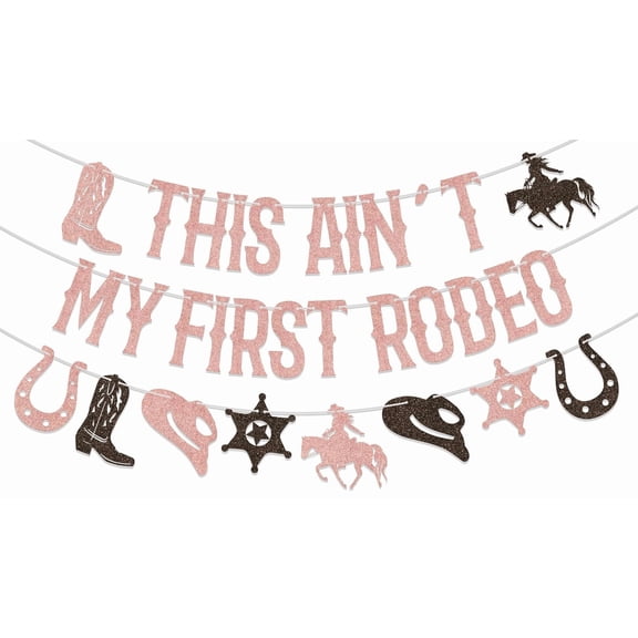 This Ain't My First Rodeo It's My Second Banner Cowgirl Birthday Party Decorations Western Rodeo Party Decorations Rose Gold