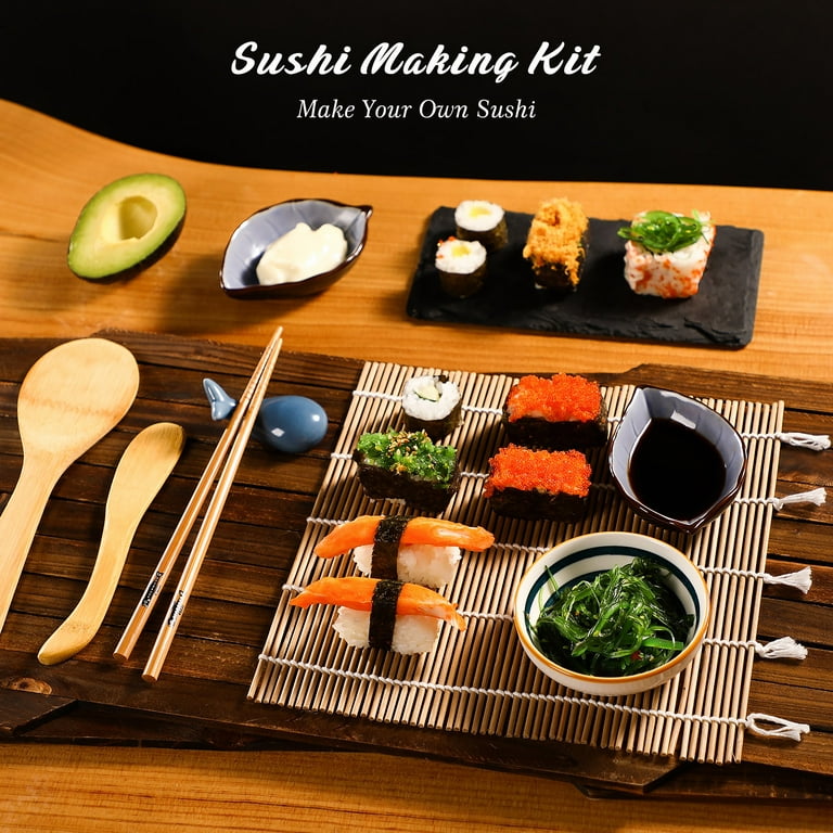 Sushi Making Kit, Delamu Bamboo Sushi Mat for Beginner, Including