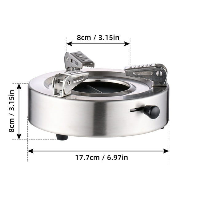 Mini estufa portátil para exteriores, horno de acero inoxidable, potencia de fuego ajustable, ligera, resistente al viento, para acampar, barbacoa, olla caliente, cocina al aire libre, color plateado