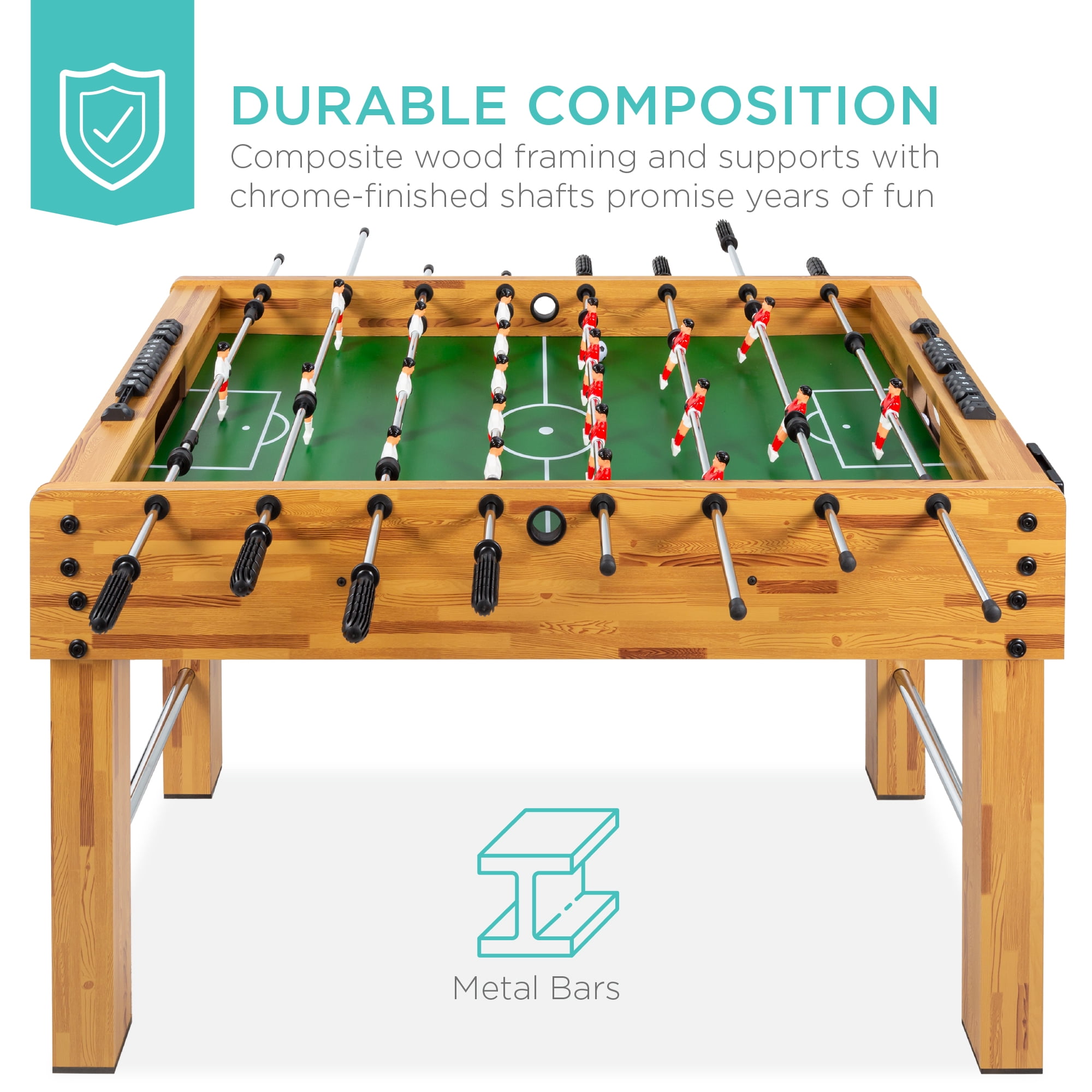 Best Choice Products 48in Competition Sized Foosball Table for Home Game Room w 2 Balls 2 Cup Holders Light Brown