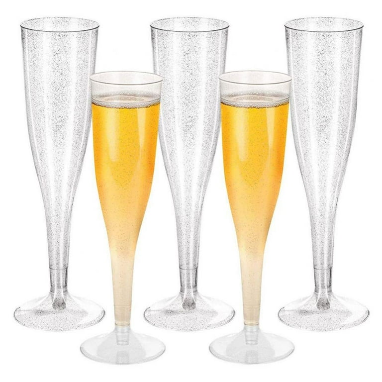Plastic Champagne Flutes Disposable - Plastic Wine Glasses Set of 12 for  Wedding - One Piece Champagne Flutes Plastic- 6 oz Plastic Cocktail Glasses  - Plastic M… in 2023