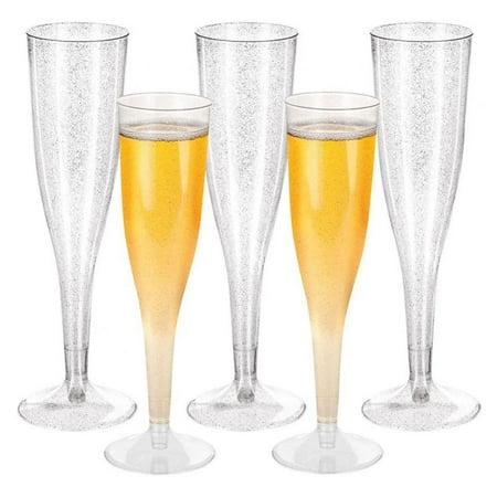 

20pcs Champagne Flutes Clear Champagne Cup Disposable Drinks Cup Wine Cup Wedding Holiday Christmas Toasting Glass