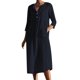 thumbnail image 1 of Vestido casual de mujer Color sólido Lino Algodón Cuello redondo Botón abajo Traje de vacaciones FLhrweasw Nuevo, 1 of 9