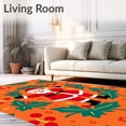 thumbnail image 2 of ODIKA 3'x5' Machine Washable Non-Slip Area Rug, Festive Holly Wreath Anti Slip Bath with Jolly Santa Claus Design High Traffic Rug with Pad, Orange, 626580, 2 of 8