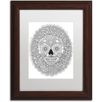 Trademark Fine Art "Candy Skull" Canvas Art by Hello Angel, White Matte, Wood Frame