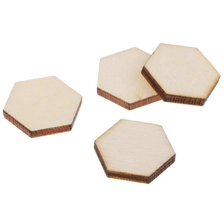 54Pcs Blank Wood Hexagon Wood Pieces Natural Wood Cutouts for diy for , Wood  Ornaments Decoration, 1.8x1.8cm 