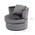 thumbnail image 2 of Waytrim Velvet Swivel Barrel Chair with Pillow, Round Accent Sofa, Gray, 2 of 11