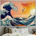 thumbnail image 2 of PRATYUS The Great Wave Tapestry Japanese Ocean Wave Wall Tapestry Cherry Blossom  Sunset Tapestry Mountain Hanging Kanagawa Tapestry for  Living Room Bedroom Decorations  Painting, 2 of 6