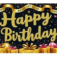 thumbnail image 4 of Black Background Happy Birthday Banner with Gold Glittery Letters Hearts and Bunting Decorations Party Supplies for Birthday Party Photography Props and Decors, 4 of 8