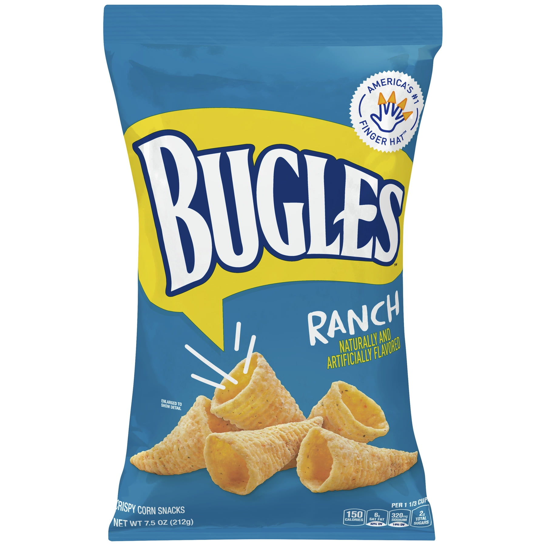 Bugles Ranch Flavor Crispy Corn Snacks, 7.5 oz Bag
