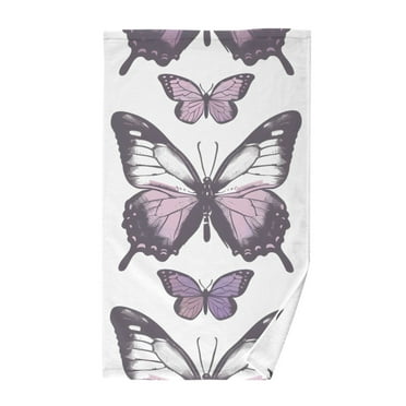 Purple Butterfly Cotton Face Towels Absorbent Hand Towel Soft Bathroom Towel for Kitchen Hotel Decoration