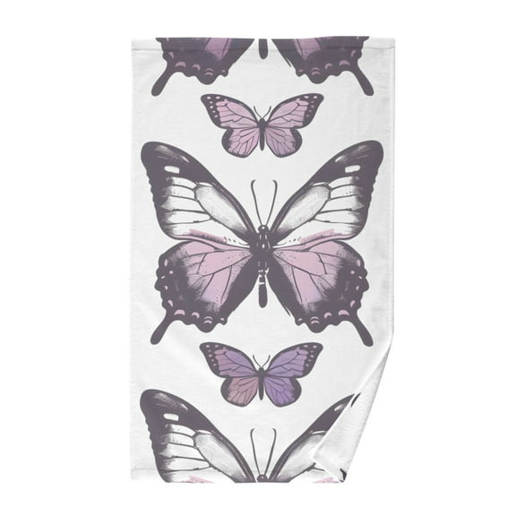 Purple Butterfly Cotton Face Towels Absorbent Hand Towel Soft Bathroom Towel for Kitchen Hotel Decoration