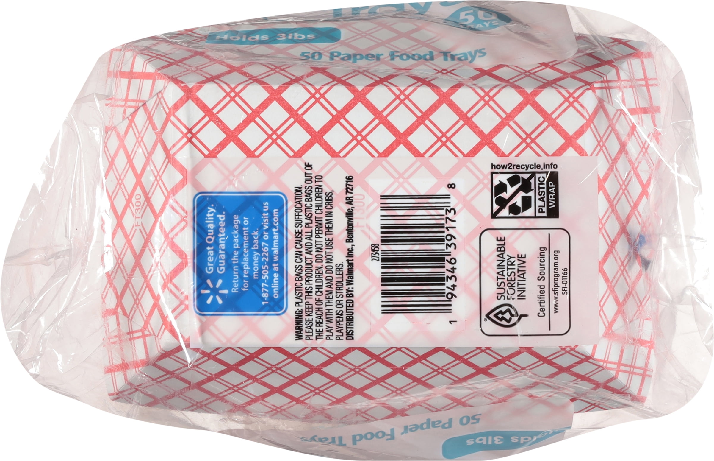 Great Value Disposable Food Tray, 3lbs, 50 Count