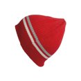 thumbnail image 2 of Warm Winter Knit Short Cuffless Ribbed Striped Skull Cap Beanie, Red, 2 of 2