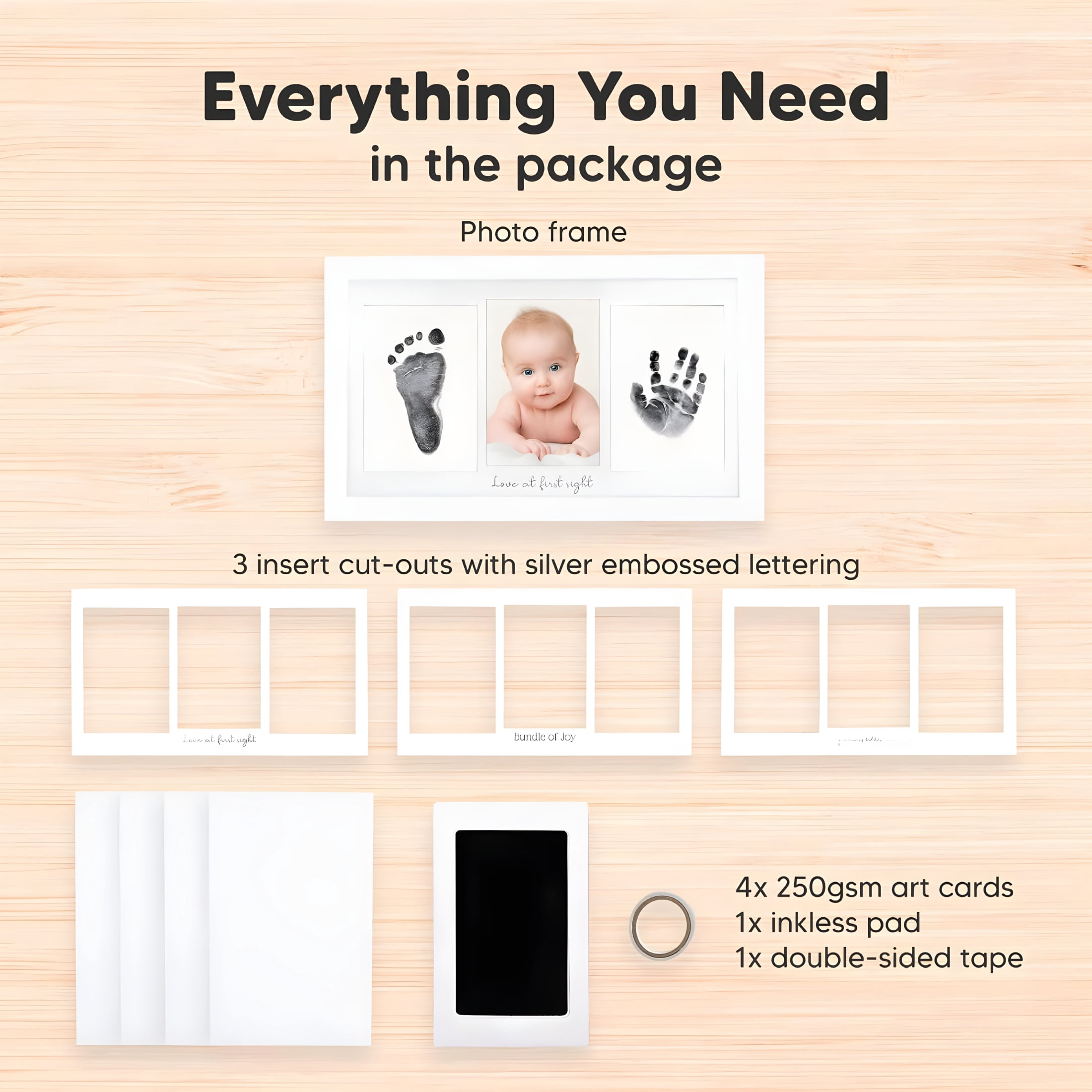 TUWAFE Inkless Hand and Footprint Kit,Boy,Girl,Newborn Keepsake No Mess Ink Pad for Baby Handprint,Clean Touch Paw Print Kit for Dog Picture Frame,Baby Christmas Shower Gifts (Alpine White)