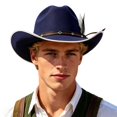 thumbnail image 4 of XIAOCHA Feather Accent Cowgirlhat Womens Adjustable Hat Band Outdoor Rodeo Western Cowboy Hat,Navy, 4 of 4