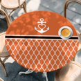 thumbnail image 2 of Orange Morocco Round Tablecloth, Fitted Table Cover with Elastic for 36"-44" Round Tables, Nautical Anchor Stripe Modern Geometric Table Cloth Outdoor Indoor Dinning Party Waterproof Tablecloths, 2 of 7