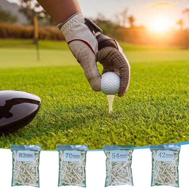 Camisetas de golf Juego de madera Paquete de 100 tamaños múltiples 42 mm 54 mm 70 mm 83 mm Respetuosos con el medio ambiente Soportes de bolas de golf de bambú sostenibles que mejoran el rendimiento
