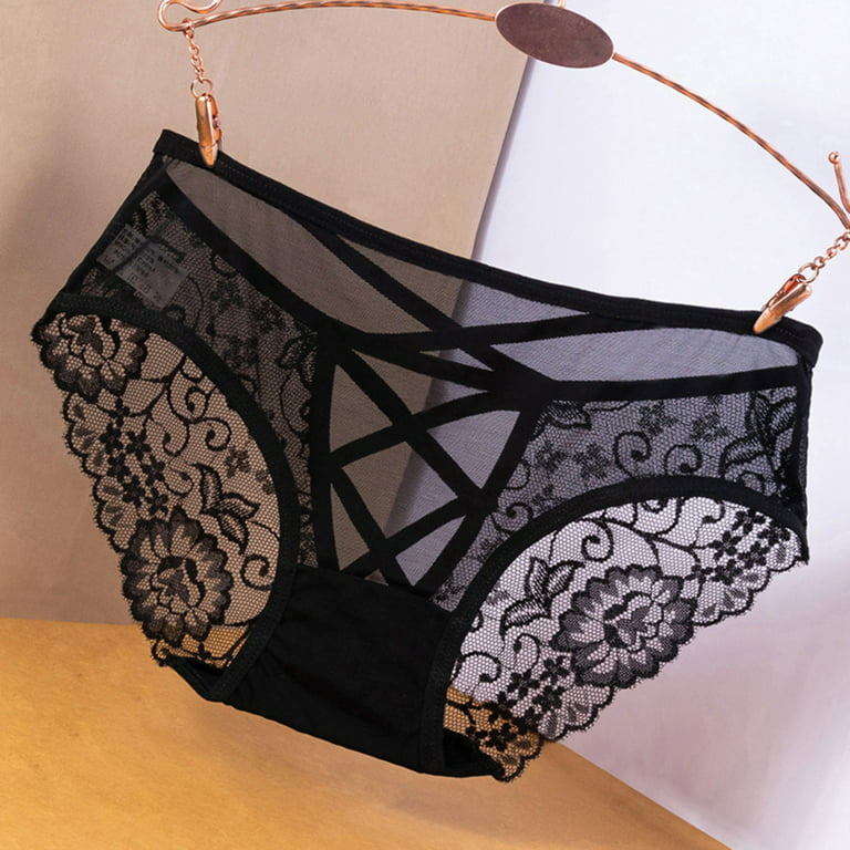 Aayomet Women Panties Cotton Bikini Fashion Lace Lingerie Underwear Lace  Pants Lace Low Waist Underwear,Black XL