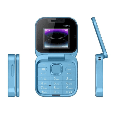 GJX Keypad Phones,Compact Cell Phone with Dual SIM,16GB Flip Phone,Blue Small Phone
