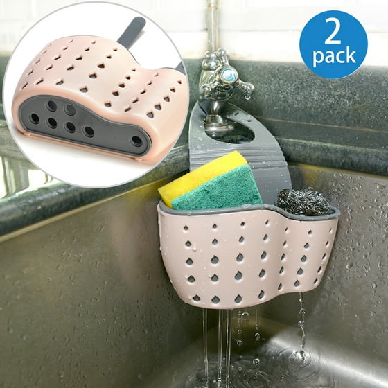 2pcs Kitchen Sink Suction Holder For Soap Sponge Storage Hanging 2pcs Kitchen Sink Suction Holder For Soap Sponge Storage Hanging Baskets Caddy Organizer W Water