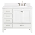 thumbnail image 2 of Ariel Cambridge 42 Inch Single Right Offset Oval Sink Bathroom Vanity With Carrara White Quartz Countertop 1.5 Edge In White, 2 of 10