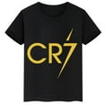 thumbnail image 5 of Camiseta de algodón negra de manga corta de verano para niños y niñas, ropa deportiva, camisetas con estampado de estrella de fútbol Ronaldo, ropa para niños, 5 of 5