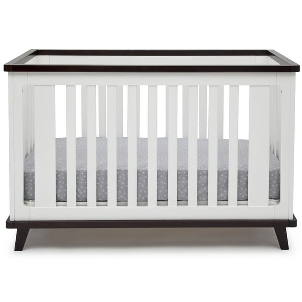 Delta Children Ava 3in1 Convertible Crib, White/Black Espresso