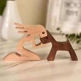 thumbnail image 5 of Family Puppy Wood Dog Craft Figurine Valentine's Day Gift Carving Model Home Office Decoration Christmas Gift Couple Decoration, 5 of 9
