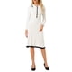 thumbnail image 2 of Vestido de punto midi para mujer INSPIRE CHIC, con ribetes y volantes, estilo A, vestido de suéter tipo polo, XL, blanco, 2 of 5