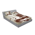 thumbnail image 2 of Ambesonne Nautical Fitted Sheet & Pillow Sham Set, Grunge Whale Maritime, Queen, Green Brown Sage Green, 2 of 2