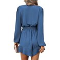 thumbnail image 3 of TAIAOJING Womens Overalls Ladies Fashion V Neck Long Sleeve Solid Color Casual Lace Up Jumpsuit, 3 of 7