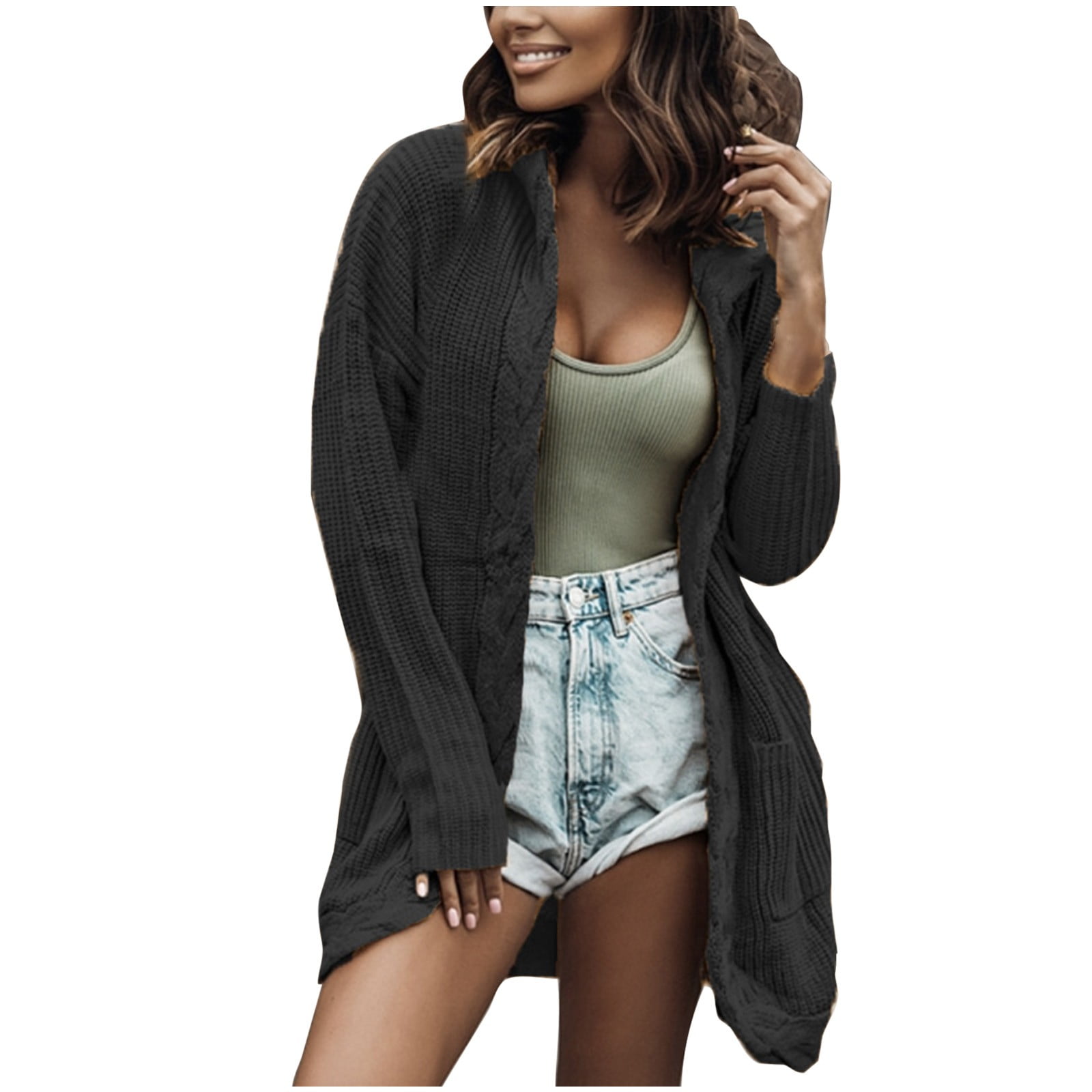 XZNGL Womens Fashion Solid Color Long-Sleeved Hooded Pocket