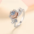 thumbnail image 1 of Anillo femenino de plata S925 con 50 moissanitas en color oro rosa 520, regalo de San Valentín, 1 of 5