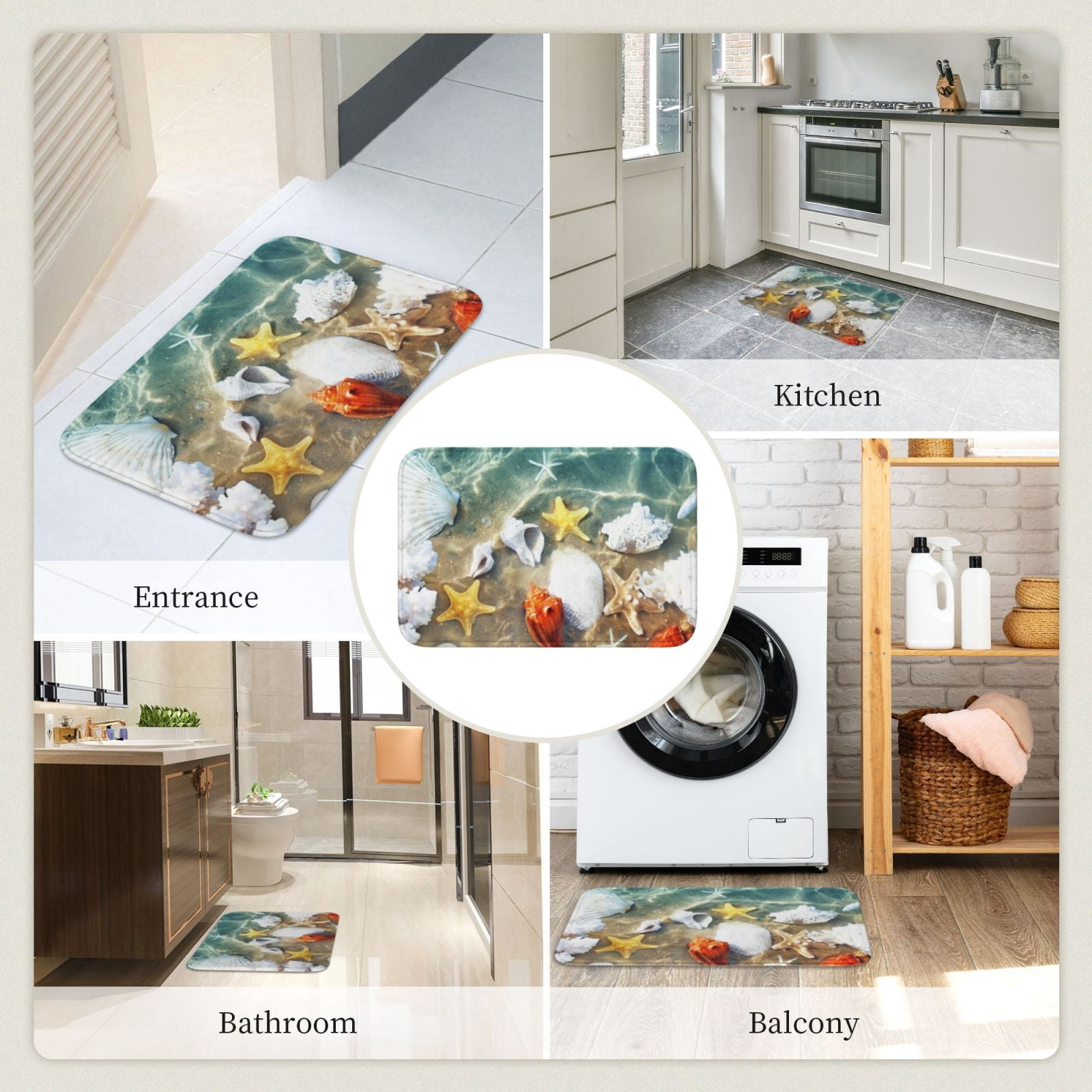 Vsdgher Seashell On The Beach Hem Mat 40x60 - Multipurpose Doormat for Indoor & Outdoor Use - Welcome Your Guests with our Entrance Mat