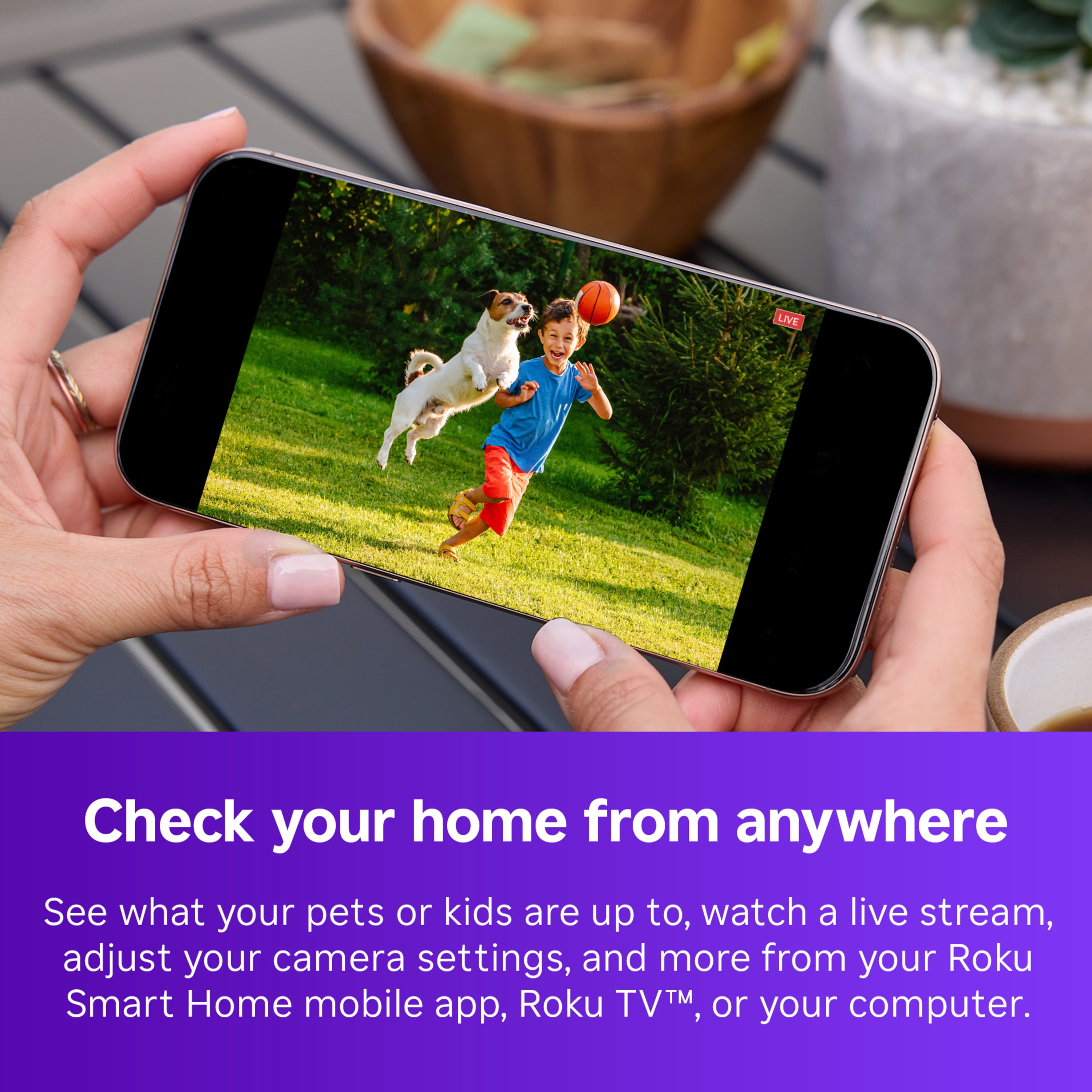 Roku Battery Camera Plus SE for Home Security - New 2025 Weather-Resistant Outdoor & Indoor Wireless Camera & Pet Monitor with 1080p HD & Two-Way Audio - 4x Rechargeable Battery Capacity