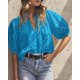 thumbnail image 5 of Camisa para Mujer PRETTYGARDEN Cuello en V con Encaje y Manga Corta XXL, 5 of 8