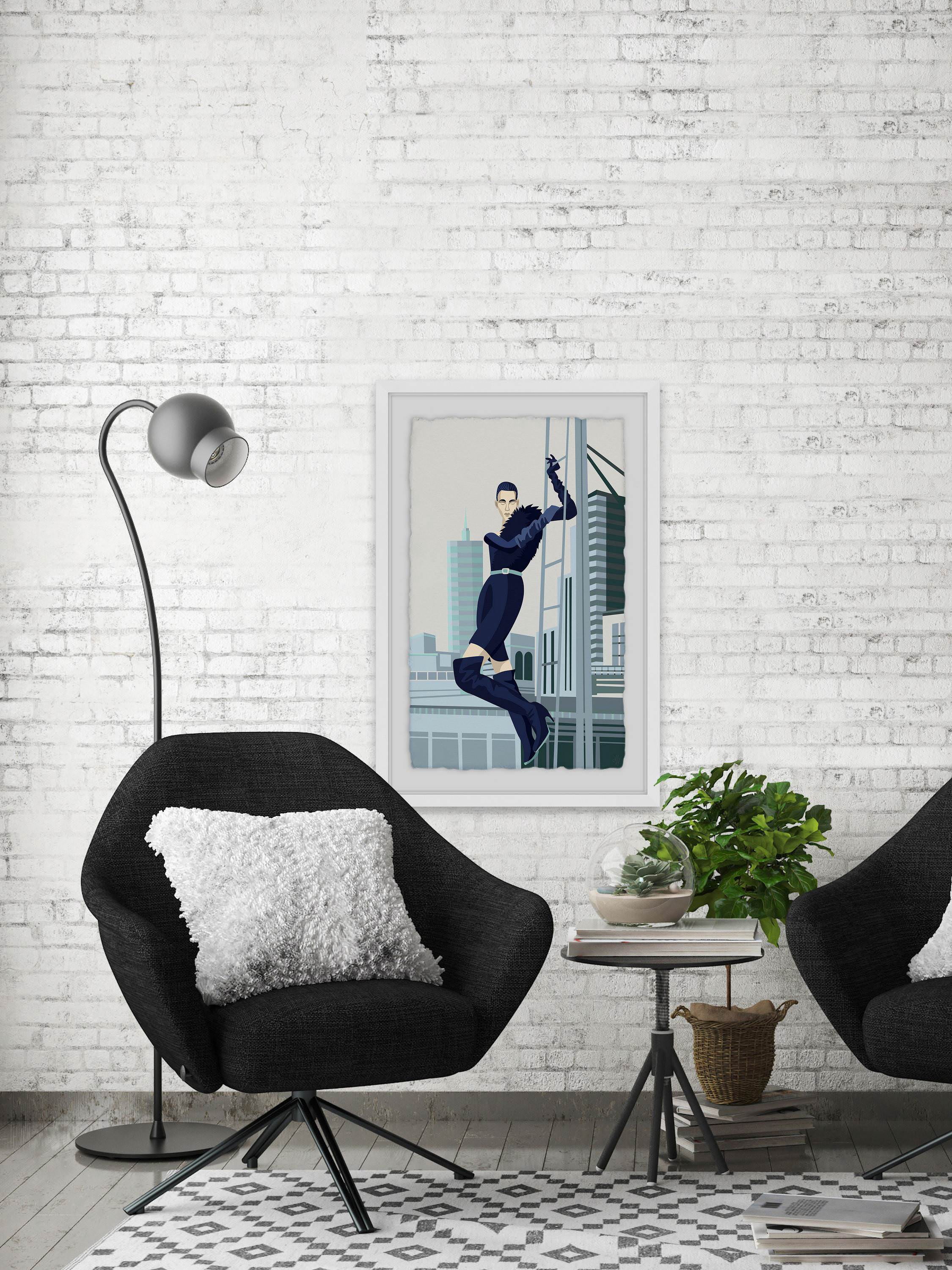 Urban Fashion Fur Framed Painting Print