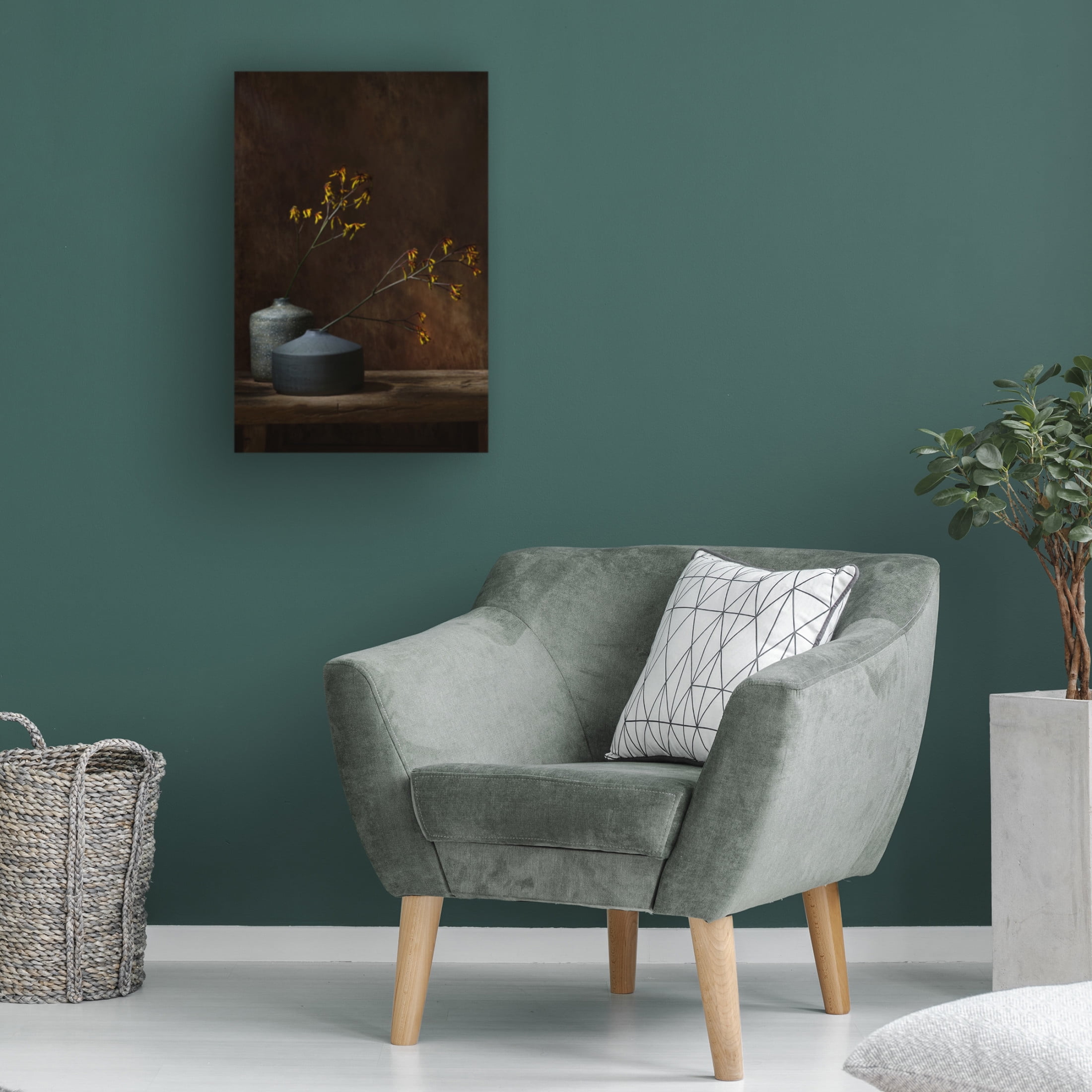 Canvas Wall Art - Saskia Dingemans 'Still Life With Oker Flowers' Wall Art for Living Room, Bedroom, or Office Décor by Trademark Fine Art - 12 x 19 Inches