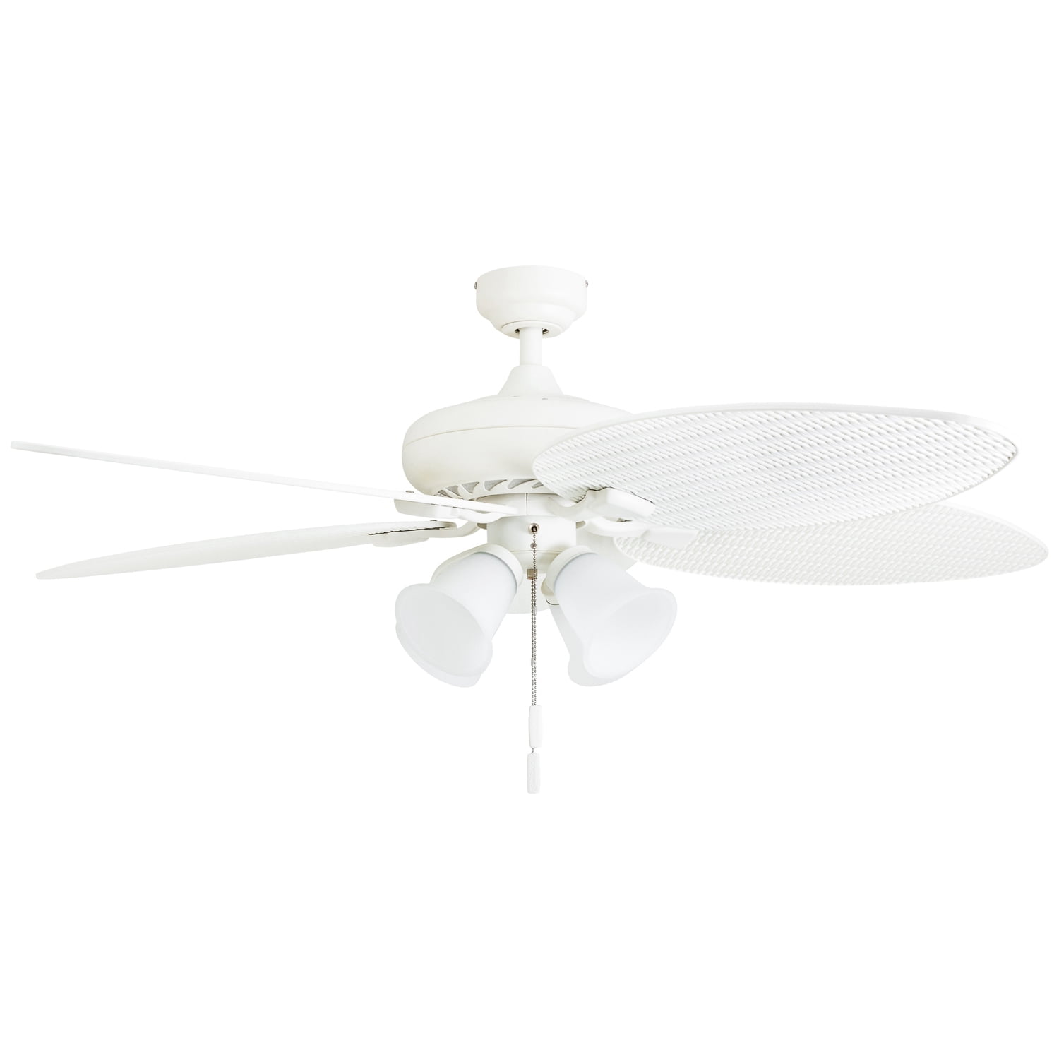 Honeywell Palm Lake 52 Inch Indoor Outdoor Ceiling Fan with Light and Pull Chain, White