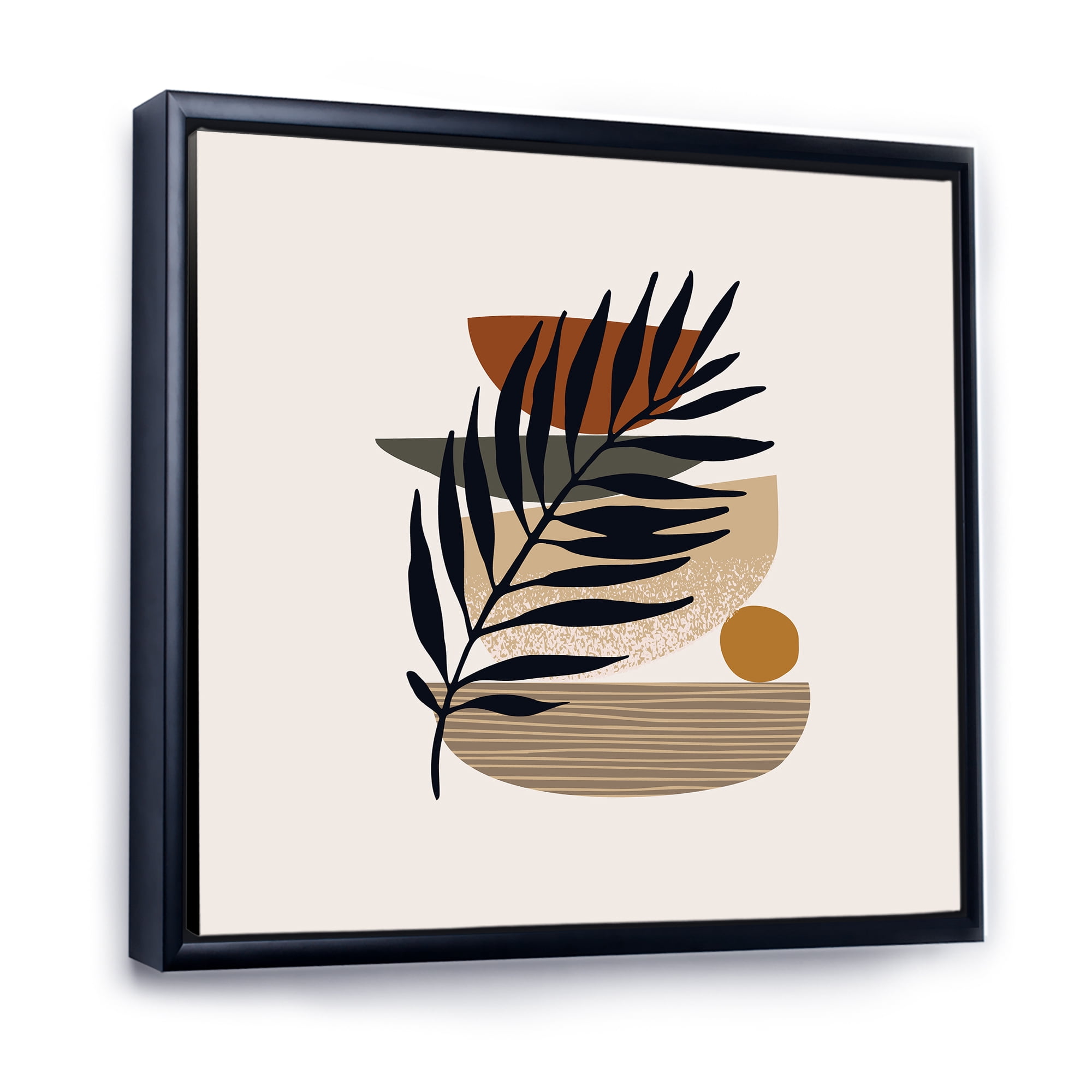 Designart 'Shapes and Tropical Leaf Silhouettes IV' Modern Framed Canvas Wall Art Print