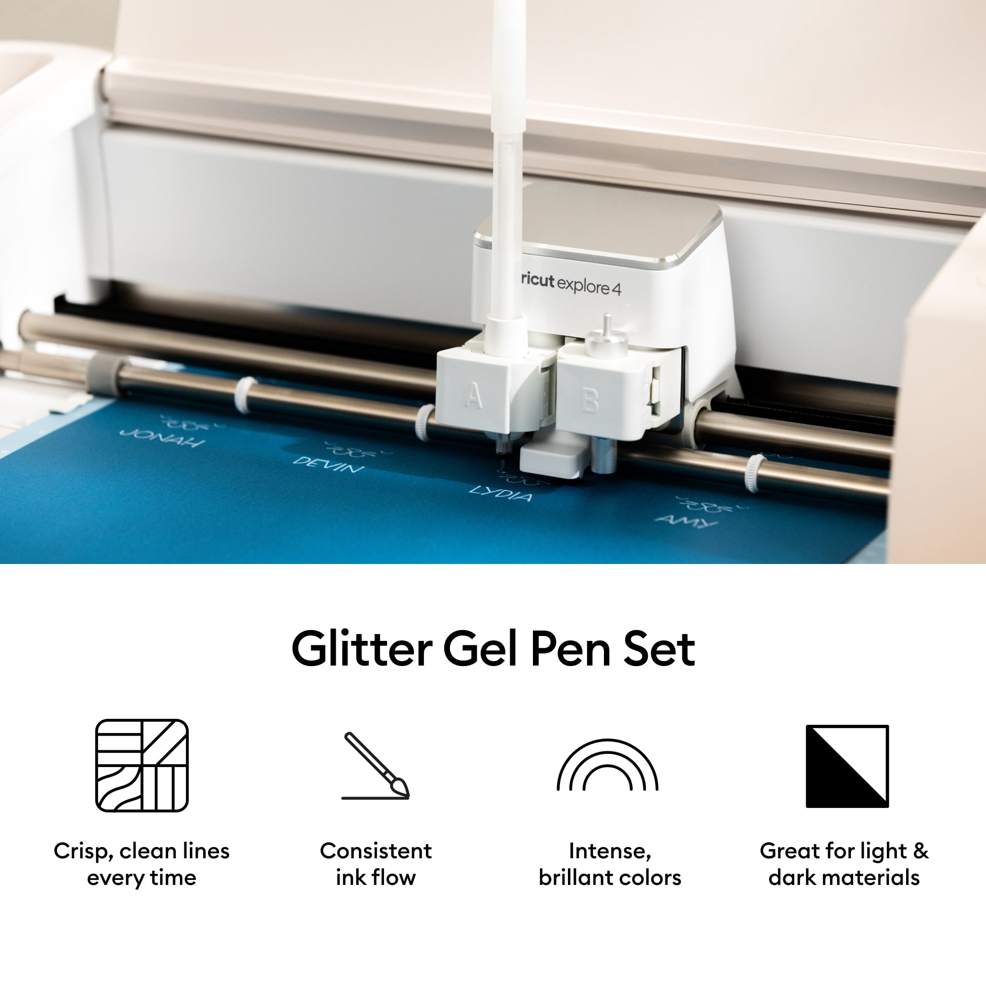 Cricut® Glitter Gel Pen 0.8 mm, Rainbow Sampler (10), .8 mm,Sampler