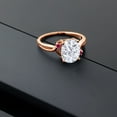 thumbnail image 4 of Gem Stone King 18K Rose Gold Plated Silver White Moissanite and Red Created Ruby 3 Stone Ring for Women (3.03 Cttw, Oval 10X8MM, Gemstone Birthstone, Size 9), 4 of 4