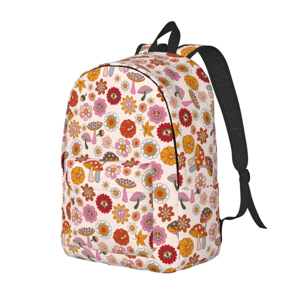 Fotbe Fall 70s Groovy Hippie Mochila de Lona con Estampado, Mochila Duradera, Mochila Versátil de Alta Calidad, Mochila Compacta Vintage-Small