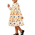 thumbnail image 3 of Girl Autumn Halloween Printed Dress, Children Soft Knit Cotton Long‑Sleeve Dress, Cute Multi‑Pumpkin Graphic Swing Princess Dress for Holiday Daily Wear, 3 of 3