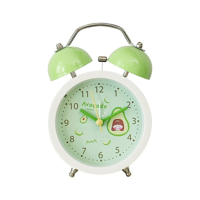 Reloj despertador con forma de aguacate con doble campana para niños y adultos