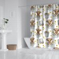Highland Cow and Sunflower Print Waterproof Shower Curtain, Shower ...